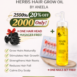 Aneela’s Herbal Hair Grow Oil  With 1Head Massager And 1 Press On Nail Set Free
