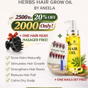 Aneela’s Herbal Hair Grow Oil  With 1Head Massager And 1 Press On Nail Set Free