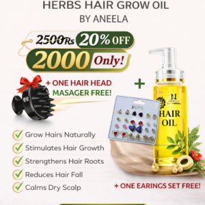 Aneela’s Herbal Hair Grow Oil  With 1Head Massager And 1 Press On Aring Set Free
